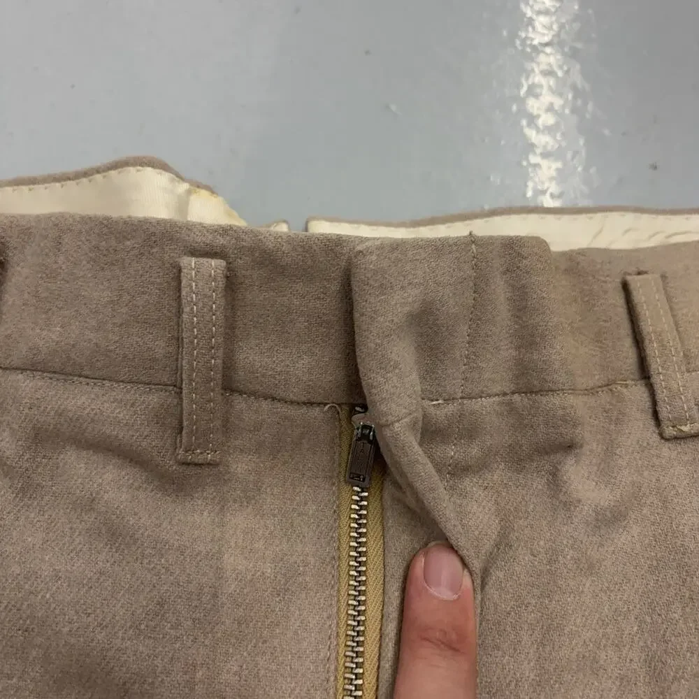 NOS Vintage 50s Tan Wool Drop Loop Wide Leg Trousers 34x26